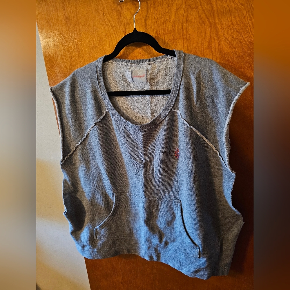 FP Movement Gray Sleeveless Sweatshirt with Pocket